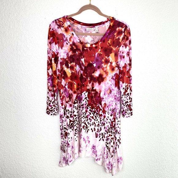 Logo Lori Goldstein Tunic Top Watercolor Floral